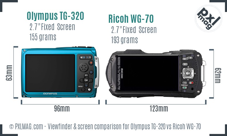 Olympus TG-320 vs Ricoh WG-70 Screen and Viewfinder comparison