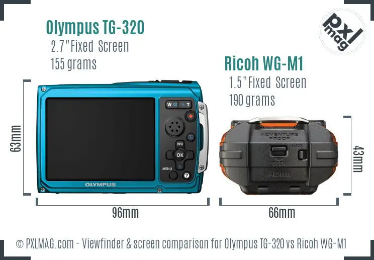 Olympus TG-320 vs Ricoh WG-M1 Screen and Viewfinder comparison