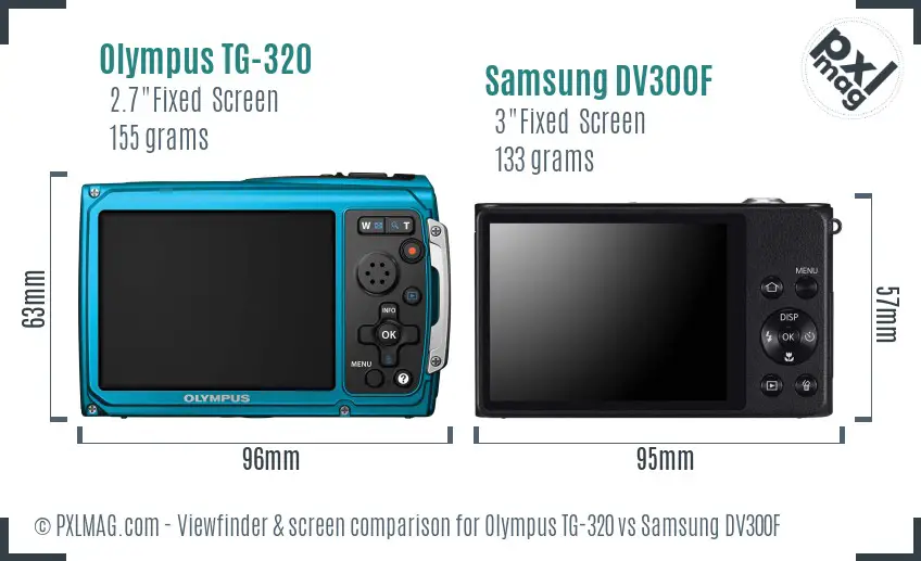 Olympus TG-320 vs Samsung DV300F Screen and Viewfinder comparison