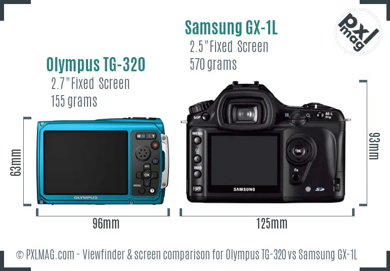 Olympus TG-320 vs Samsung GX-1L Screen and Viewfinder comparison