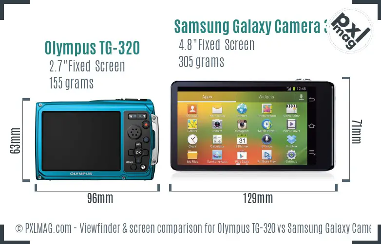 Olympus TG-320 vs Samsung Galaxy Camera 3G Screen and Viewfinder comparison