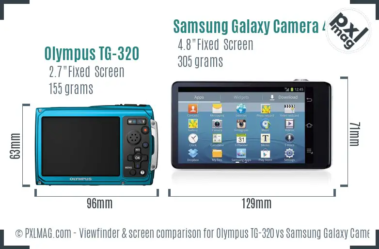 Olympus TG-320 vs Samsung Galaxy Camera 4G Screen and Viewfinder comparison