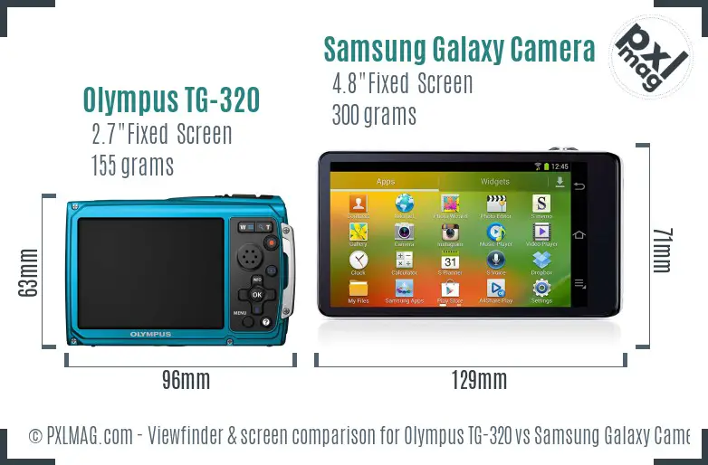 Olympus TG-320 vs Samsung Galaxy Camera Screen and Viewfinder comparison Olympus TG-320 vs Samsung Galaxy Camera Screen and Viewfinder comparison