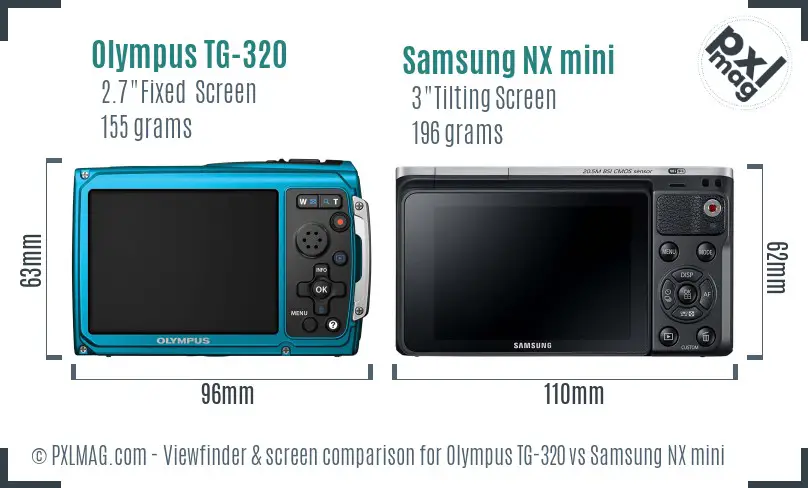 Olympus TG-320 vs Samsung NX mini Screen and Viewfinder comparison Olympus TG-320 vs Samsung NX mini Screen and Viewfinder comparison