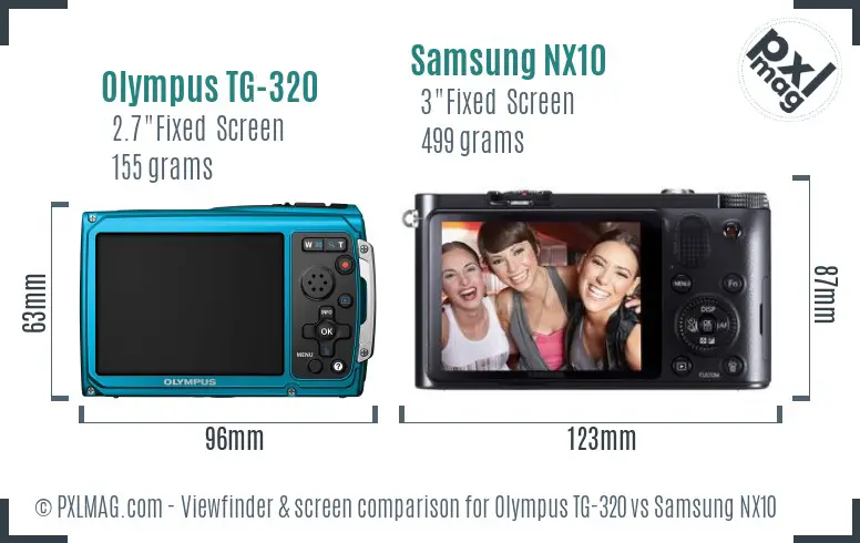 Olympus TG-320 vs Samsung NX10 Screen and Viewfinder comparison