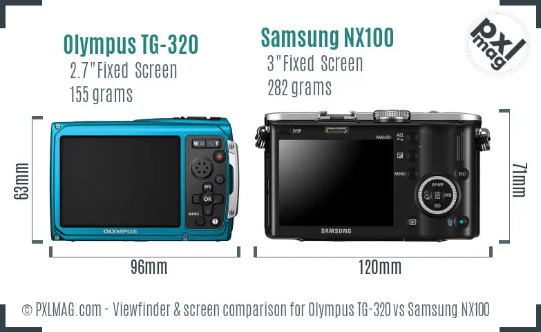 Olympus TG-320 vs Samsung NX100 Screen and Viewfinder comparison