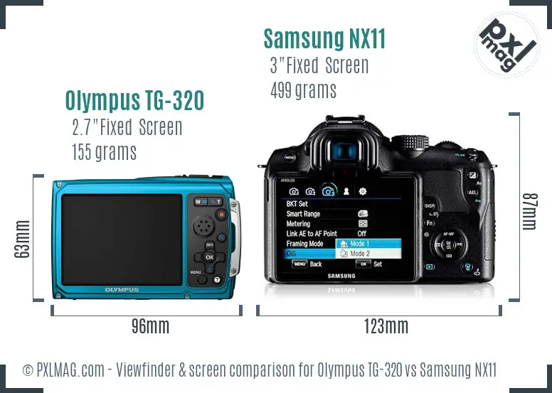 Olympus TG-320 vs Samsung NX11 Screen and Viewfinder comparison