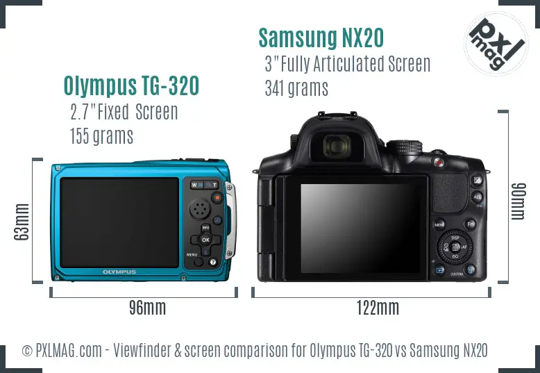 Olympus TG-320 vs Samsung NX20 Screen and Viewfinder comparison