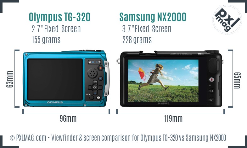 Olympus TG-320 vs Samsung NX2000 Screen and Viewfinder comparison
