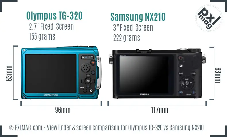Olympus TG-320 vs Samsung NX210 Screen and Viewfinder comparison