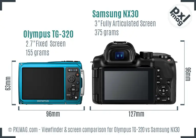 Olympus TG-320 vs Samsung NX30 Screen and Viewfinder comparison Olympus TG-320 vs Samsung NX30 Screen and Viewfinder comparison