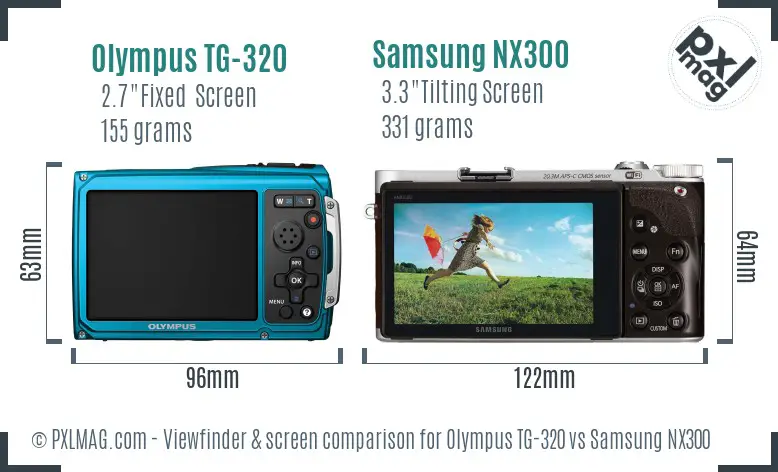 Olympus TG-320 vs Samsung NX300 Screen and Viewfinder comparison
