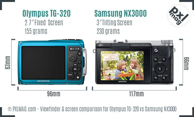 Olympus TG-320 vs Samsung NX3000 Screen and Viewfinder comparison