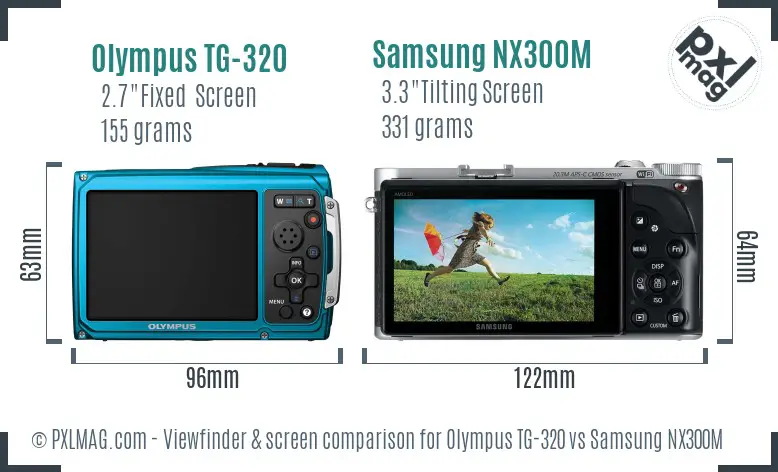 Olympus TG-320 vs Samsung NX300M Screen and Viewfinder comparison