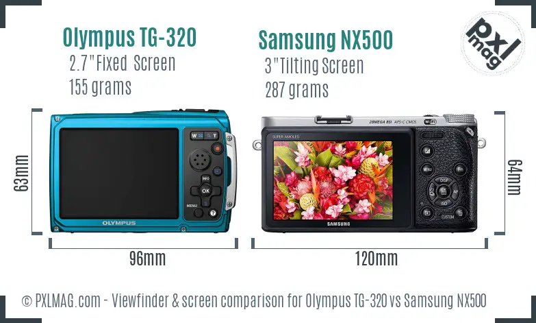 Olympus TG-320 vs Samsung NX500 Screen and Viewfinder comparison