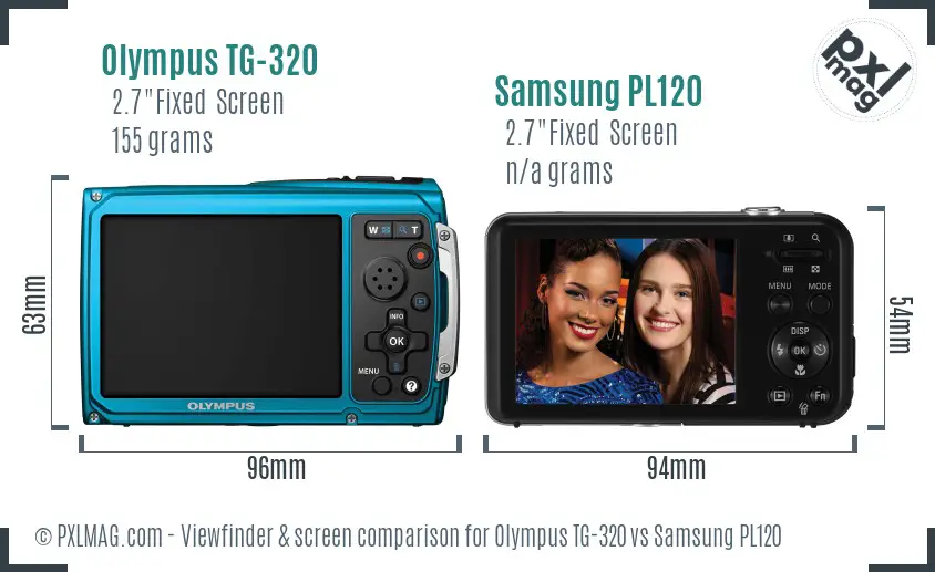 Olympus TG-320 vs Samsung PL120 Screen and Viewfinder comparison Olympus TG-320 vs Samsung PL120 Screen and Viewfinder comparison