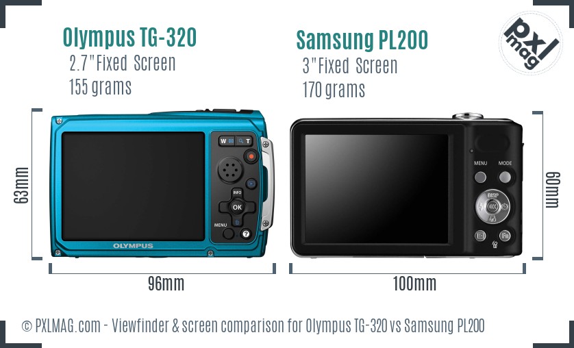 Olympus TG-320 vs Samsung PL200 Screen and Viewfinder comparison