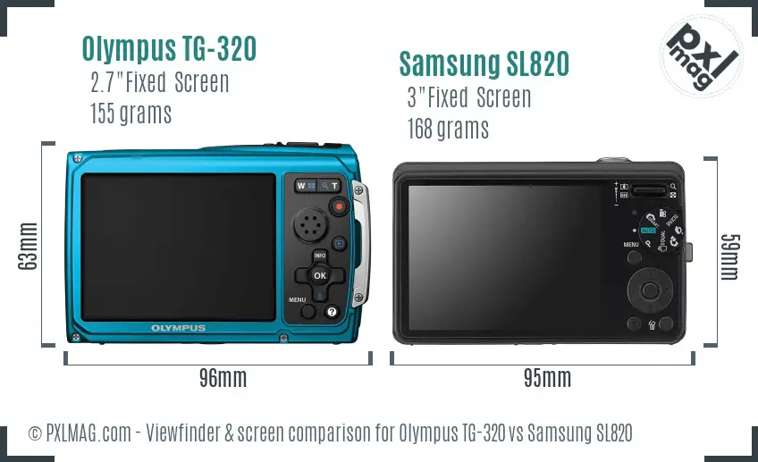 Olympus TG-320 vs Samsung SL820 Screen and Viewfinder comparison Olympus TG-320 vs Samsung SL820 Screen and Viewfinder comparison