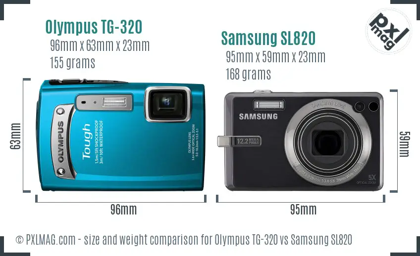 Olympus TG-320 vs Samsung SL820 size comparison Olympus TG-320 vs Samsung SL820 size comparison
