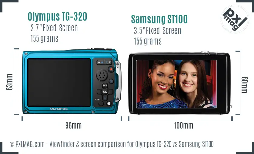 Olympus TG-320 vs Samsung ST100 Screen and Viewfinder comparison