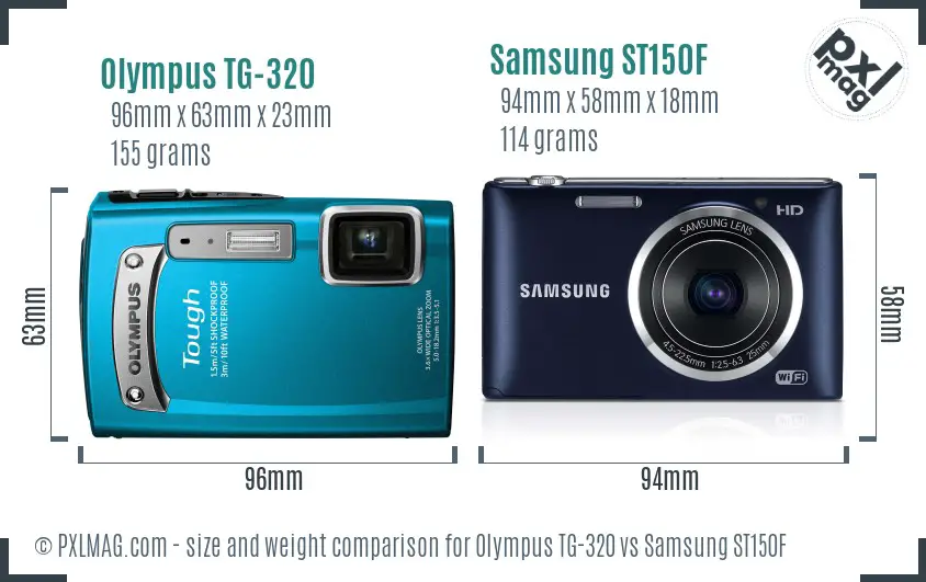 Olympus TG-320 vs Samsung ST150F size comparison