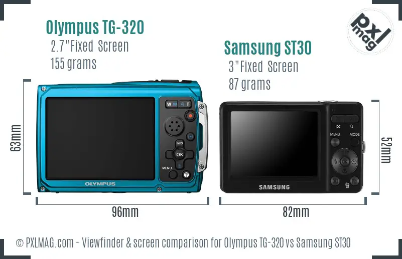 Olympus TG-320 vs Samsung ST30 Screen and Viewfinder comparison Olympus TG-320 vs Samsung ST30 Screen and Viewfinder comparison