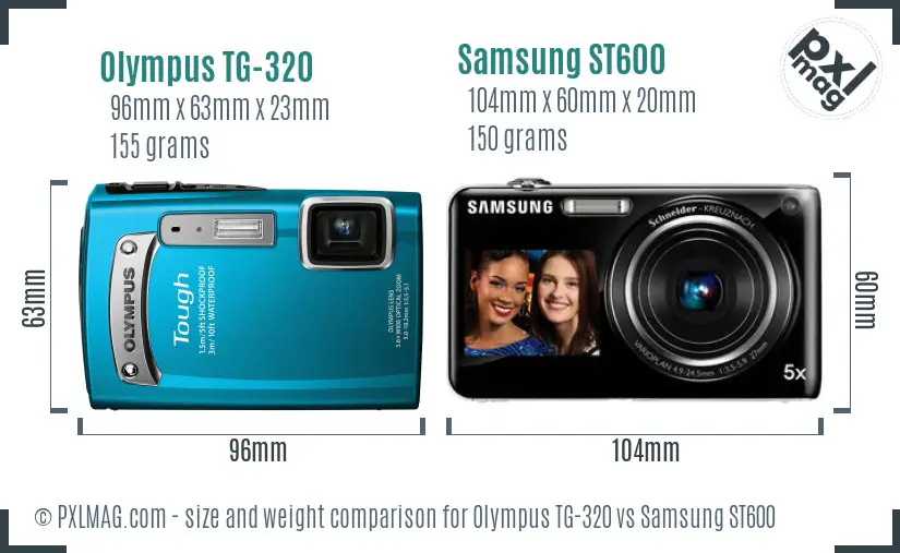 Olympus TG-320 vs Samsung ST600 size comparison