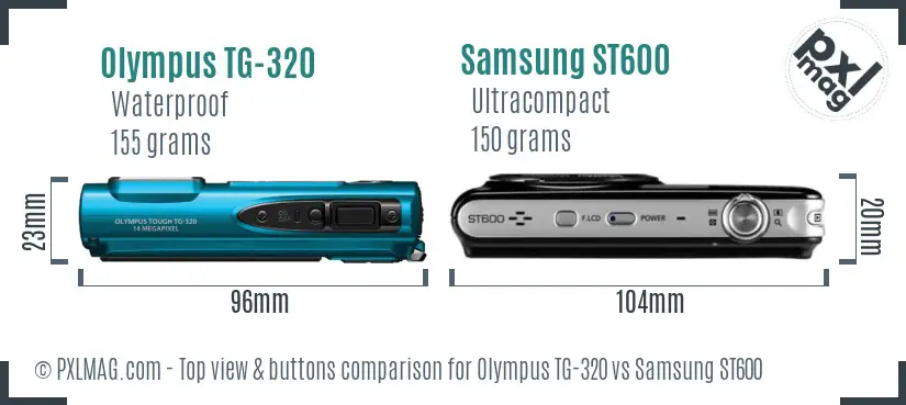 Olympus TG-320 vs Samsung ST600 top view buttons comparison