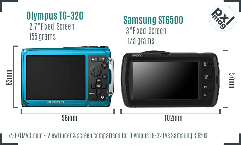 Olympus TG-320 vs Samsung ST6500 Screen and Viewfinder comparison