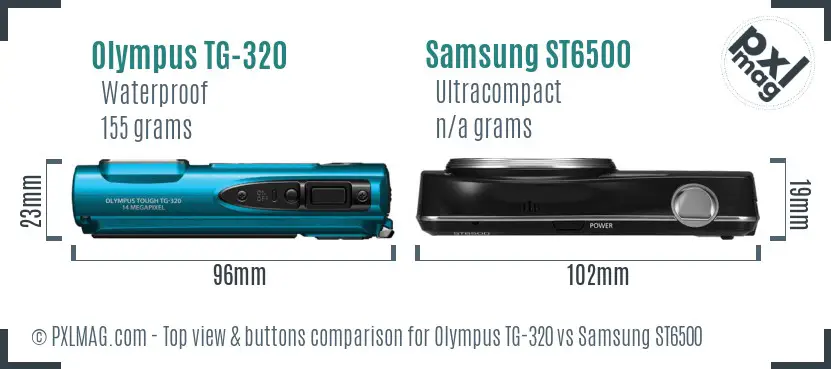 Olympus TG-320 vs Samsung ST6500 top view buttons comparison