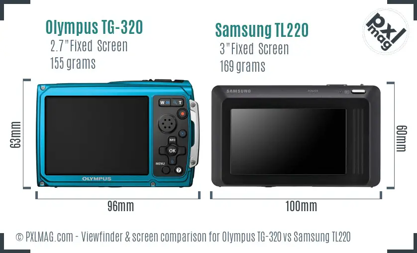 Olympus TG-320 vs Samsung TL220 Screen and Viewfinder comparison