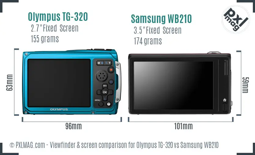 Olympus TG-320 vs Samsung WB210 Screen and Viewfinder comparison Olympus TG-320 vs Samsung WB210 Screen and Viewfinder comparison