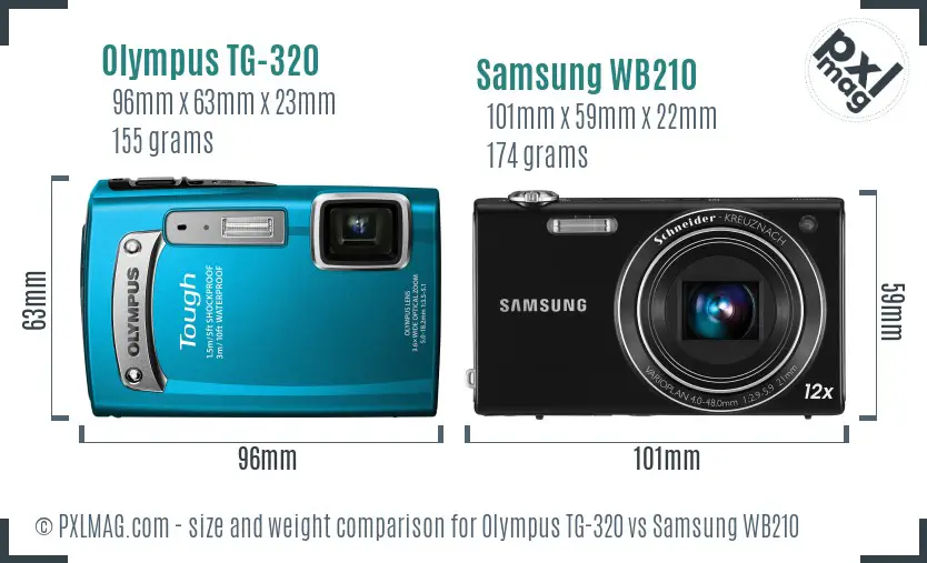 Olympus TG-320 vs Samsung WB210 size comparison Olympus TG-320 vs Samsung WB210 size comparison