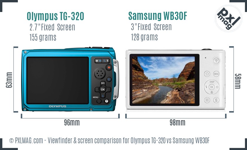 Olympus TG-320 vs Samsung WB30F Screen and Viewfinder comparison