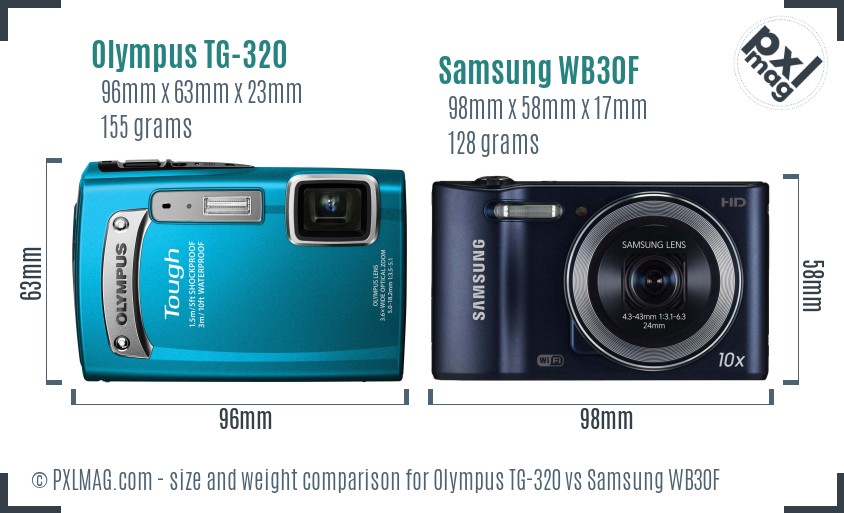 Olympus TG-320 vs Samsung WB30F size comparison Olympus TG-320 vs Samsung WB30F size comparison