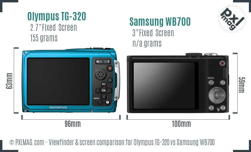 Olympus TG-320 vs Samsung WB700 Screen and Viewfinder comparison Olympus TG-320 vs Samsung WB700 Screen and Viewfinder comparison