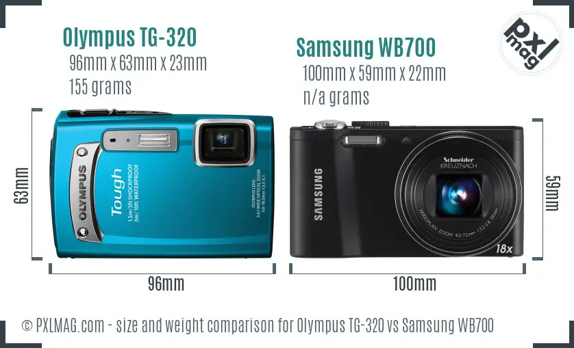 Olympus TG-320 vs Samsung WB700 size comparison Olympus TG-320 vs Samsung WB700 size comparison