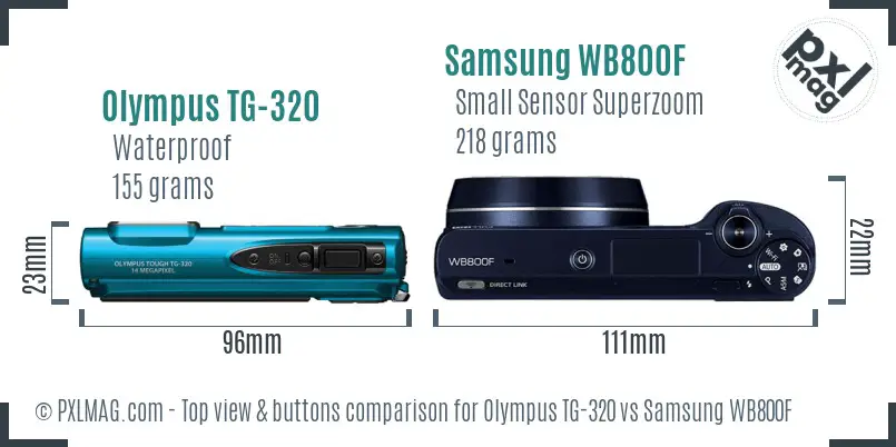 Top view controls of Olympus TG-320 and Samsung WB800F