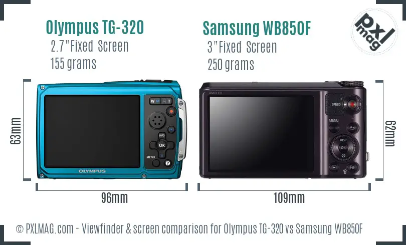 Olympus TG-320 vs Samsung WB850F Screen and Viewfinder comparison