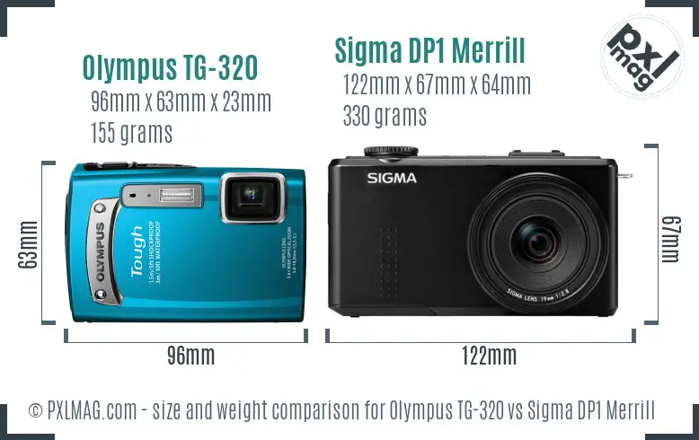 Olympus TG-320 vs Sigma DP1 Merrill size comparison Olympus TG-320 vs Sigma DP1 Merrill size comparison