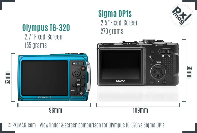 Olympus TG-320 vs Sigma DP1s Screen and Viewfinder comparison