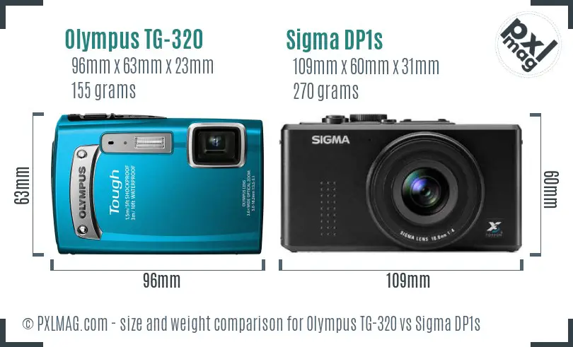 Olympus TG-320 vs Sigma DP1s size comparison