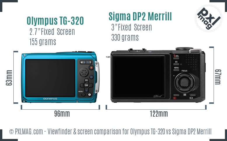 Olympus TG-320 vs Sigma DP2 Merrill Screen and Viewfinder comparison