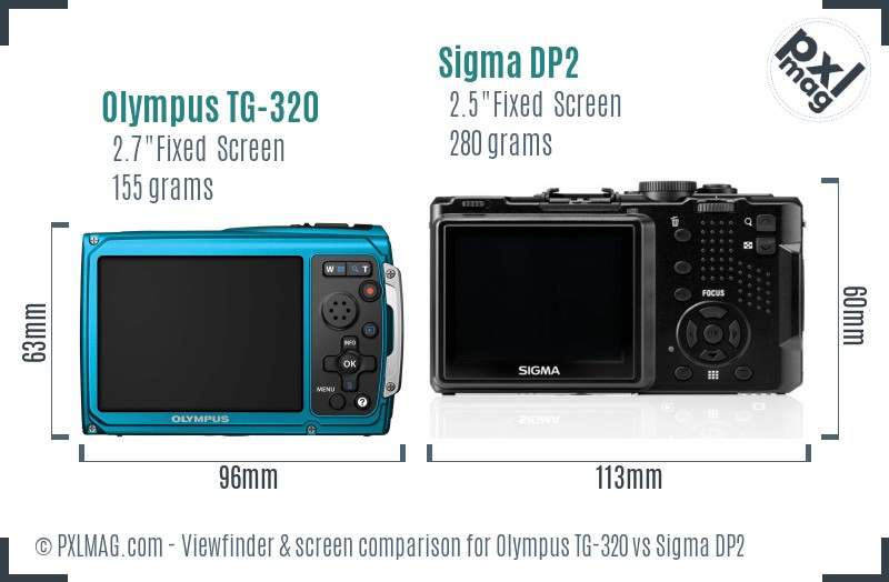 Olympus TG-320 vs Sigma DP2 Screen and Viewfinder comparison