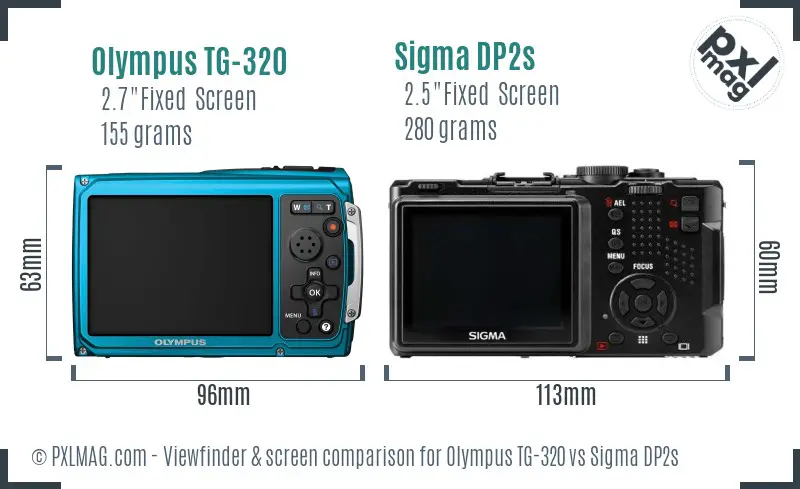 Olympus TG-320 vs Sigma DP2s Screen and Viewfinder comparison