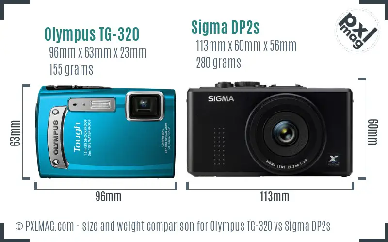 Olympus TG-320 vs Sigma DP2s size comparison