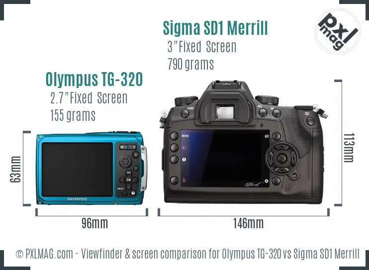 Olympus TG-320 vs Sigma SD1 Merrill Screen and Viewfinder comparison