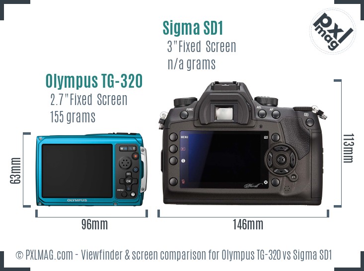Olympus TG-320 vs Sigma SD1 Screen and Viewfinder comparison