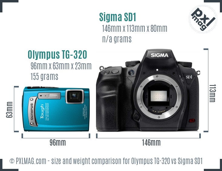 Olympus TG-320 vs Sigma SD1 size comparison