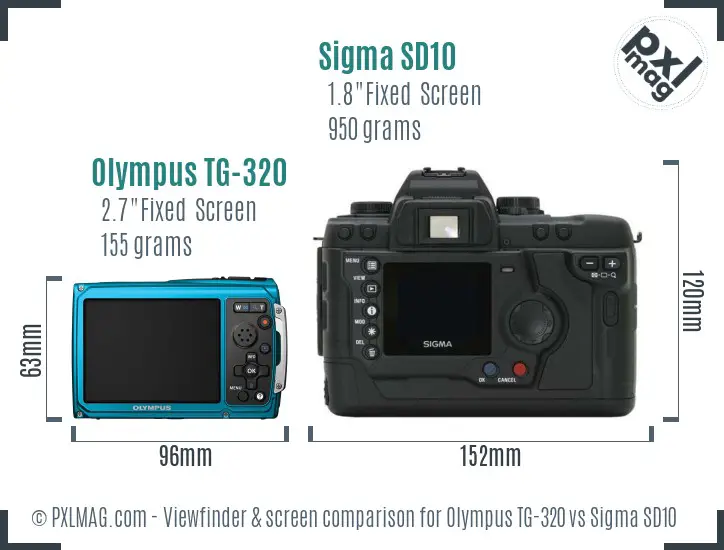 Olympus TG-320 vs Sigma SD10 Screen and Viewfinder comparison